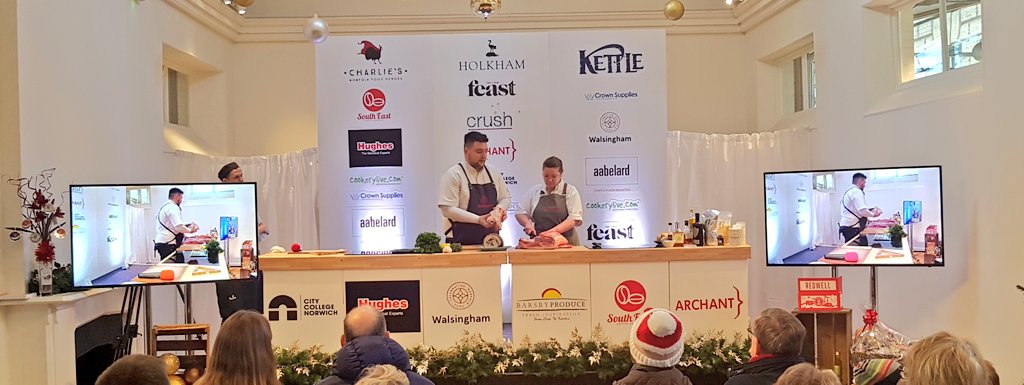 charlieboychef's tweet photo. Was Great To Have My Old Freind @humblepigfarmer On Stage @Holkham #FestiveFoodFair Supporting @walsingfarmshop #butcherydemo Hope You Have An Amazing Christmas To You & Family... https://t.co/Skopv7Uq1V