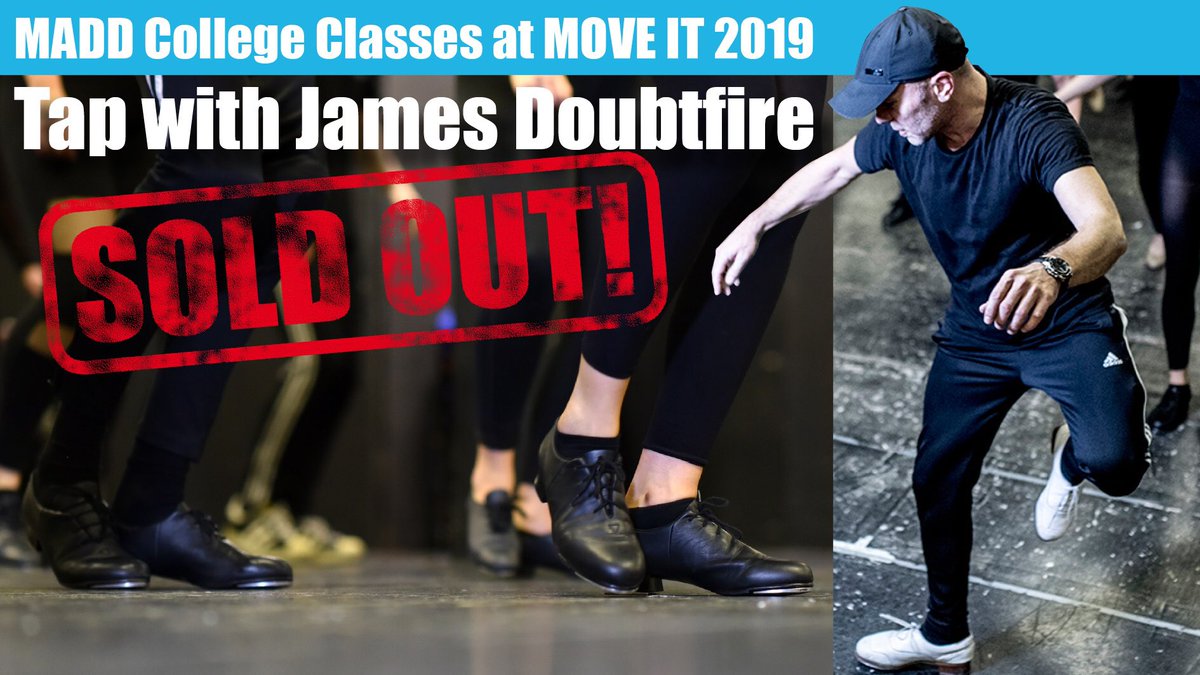 The <a href="/maddcollege/">maddcollege</a> tap masterclass with <a href="/jamesdoubtfire/">James Doubtfire</a> <a href="/MOVEITSHOW/">MOVE IT</a> 2019 is now SOLD OUT! Thanks to all who booked! Check out more classes via maddcollege.co.uk/news/maddclass…