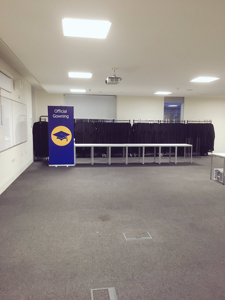 MarstonRobing's tweet photo. All set up ready for Cememony 1 gown issuing which opens at 8am  #QMULGrad @QMUL @QMULGraduation https://t.co/URMaaDoNjS