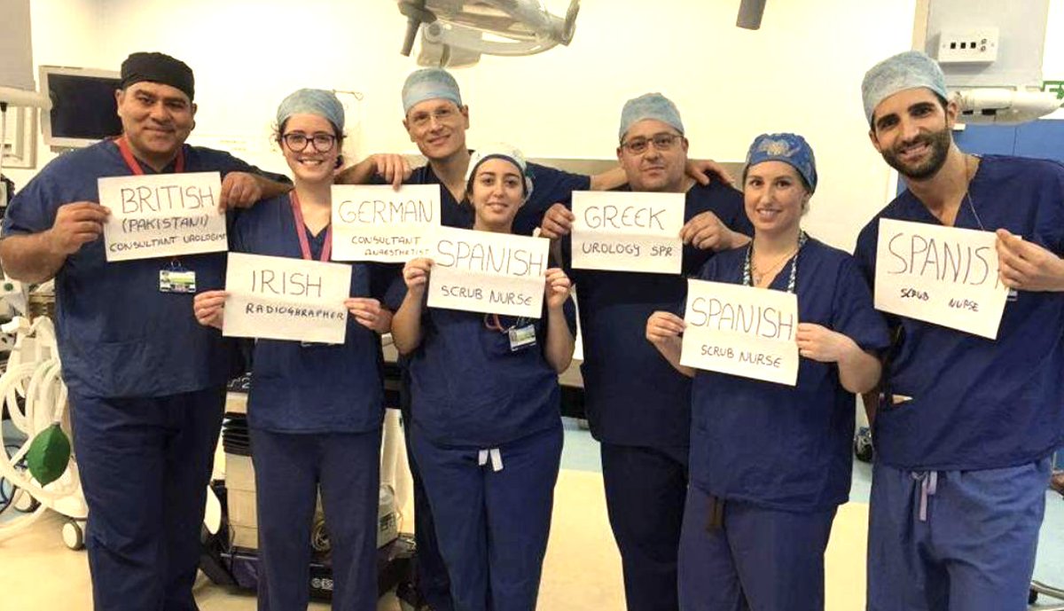 If ever one picture exposed as mendacious all this casual, normalising chat about no deal Brexit plans.

The NHS is currently short of over 100,000 staff.

My ward wouldn't survive without its wonderful, priceless EU staff. And nor would the NHS.

#PeoplesVote