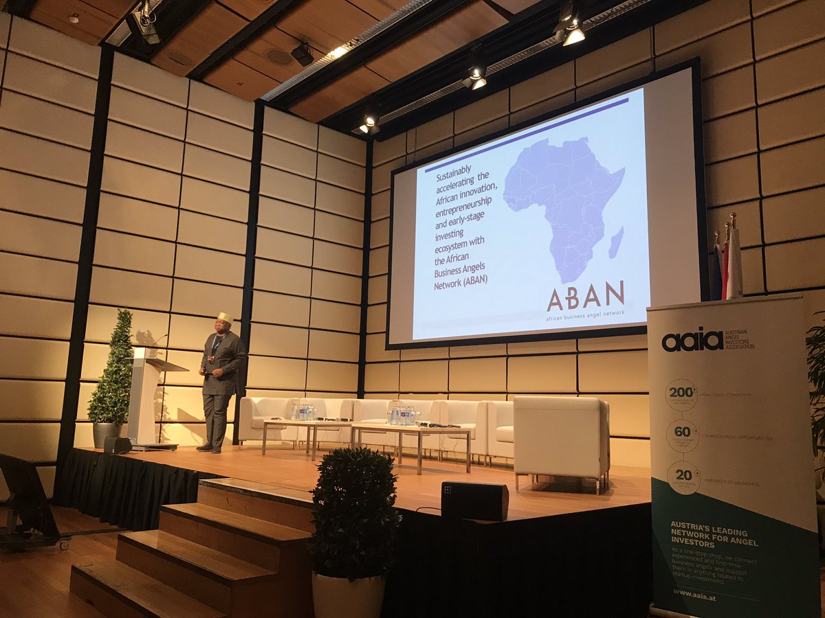 High Level Forum Africa-Europe 2018 in Vienna: Tomi Davis <a href="/TomiDee/">TD</a> of <a href="/ABANAngels/">ABAN Angels</a> on stage #africaeurope2018