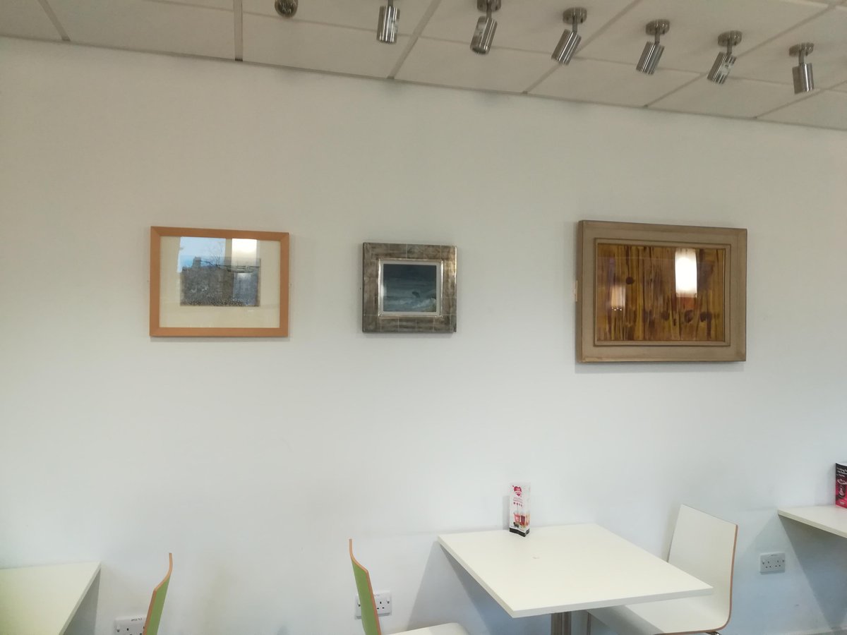 New art work on display in the @ChiUni Learning Resource Centre @ChiUniLib coffee shop. Come and have a look while you visit the last day of the @ChichesterArt show and grab a coffee!