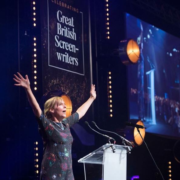 NFTSFilmTV's tweet photo. We’re looking back at some of our #bestmoments of 2018! Here’s @MelGiedroyc hosting the annual #NFTSGala in June, which celebrated British Screenwriters, co-chaired by Oscar nominated producer, Duncan Kenworthy & Primetime Emmy winning writer-producer, Abi Morgan #screenwriting https://t.co/H0oSra072T