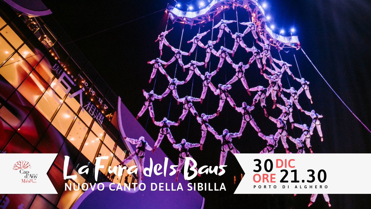 AlgheroTurismo's tweet photo. Il 30 dicembre non prendere impegni: La Fura dels Baus arriva ad #Alghero per #MesQueUnMes, con l'anteprima mondiale del "Nuovo Canto della Sibilla". 1 show acrobatico imperdibile, che ti terrà con il naso all'insù e il fiato sospeso!
Info sull'evento 👉🏻 https://t.co/cRSbEVpIMr https://t.co/7M9eqvcHQC