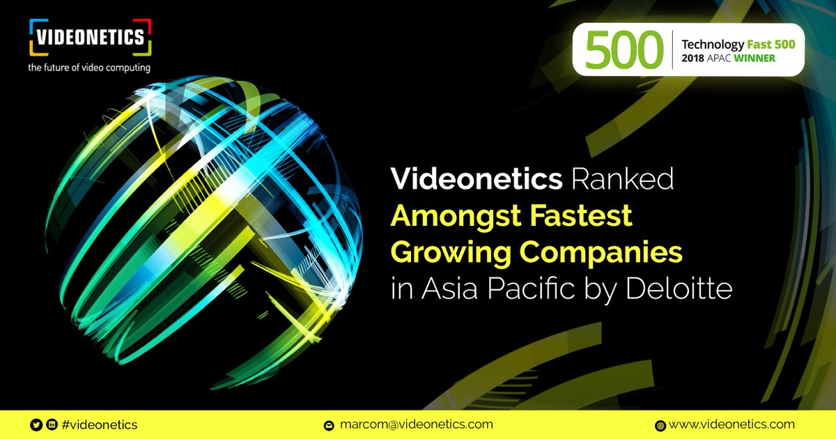 videonetics's tweet image. Proud to be recognized as Deloitte Technology Fast 500 Asia Pacific Winner!!
#Videonetics #Fast500APAC @DeloitteTMT