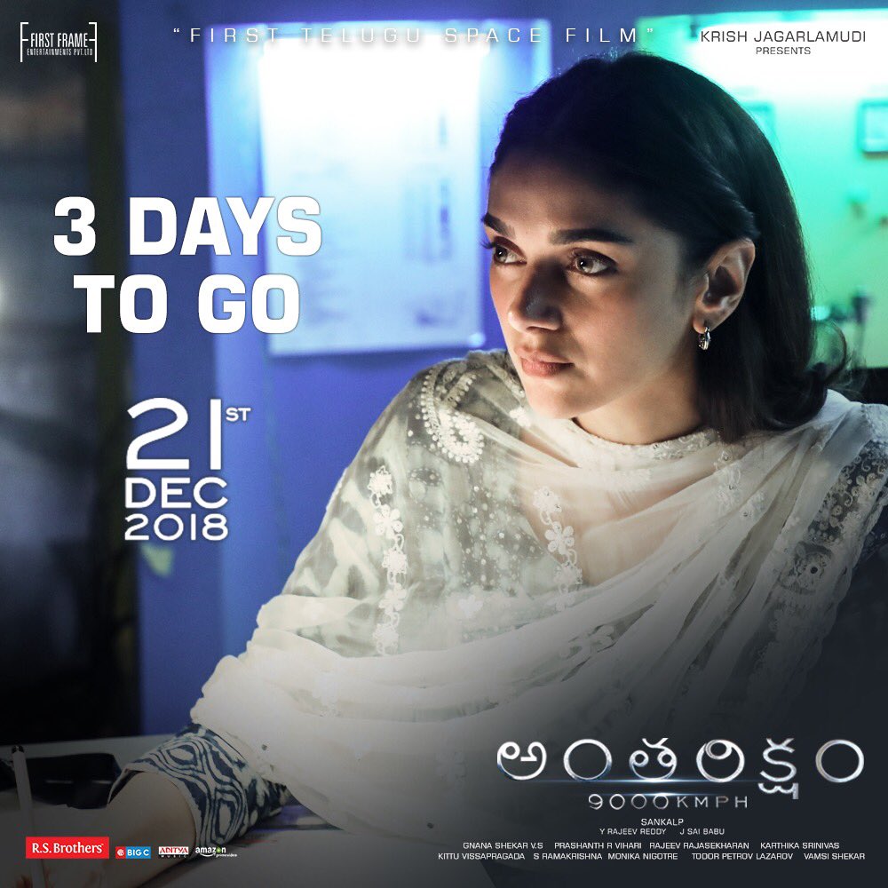 aditiraohydari's tweet photo. T-minus 3 days to lift off #Antariksham9000kmph🚀
@IAmVarunTej  @itslavanya @DirSankalpReddy @YRajeevReddy1 @DirKrish @FirstFrame_Ent  @ActorSatyaDev @actorrahman https://t.co/4bDYPEq7zS