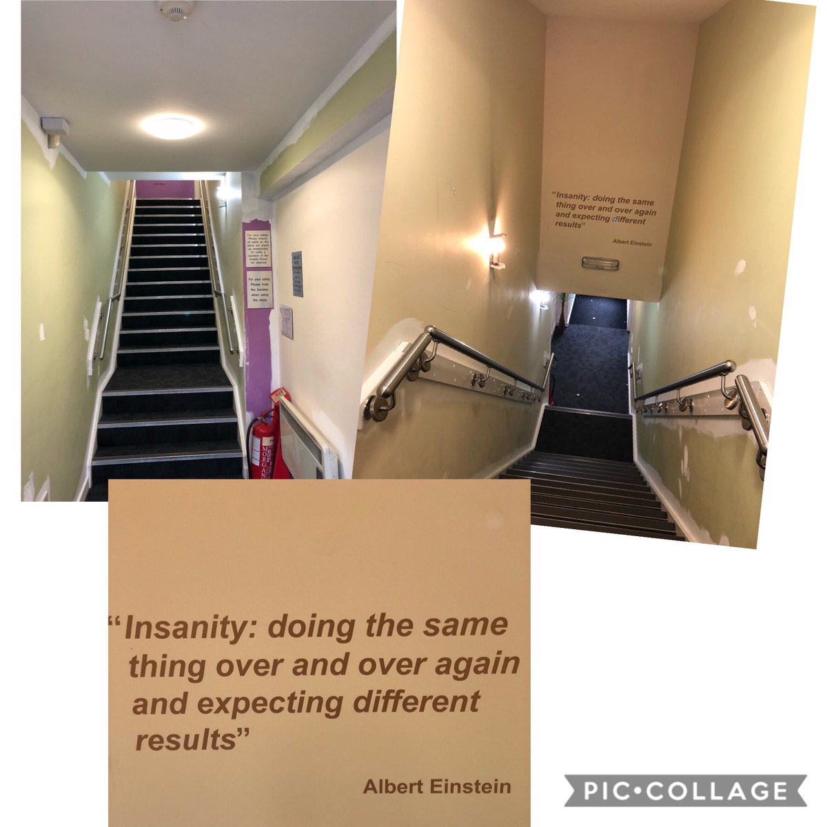The stairs at <a href="/AngelsMedia/">Angels Media</a> towers are being redecorated but we are keeping my favourite quote on the wall. #estateagents take note, next year will be a very tough one. Talk to us <a href="/ValPalUK/">The ValPal Network</a> over 4000 branches now signed up.