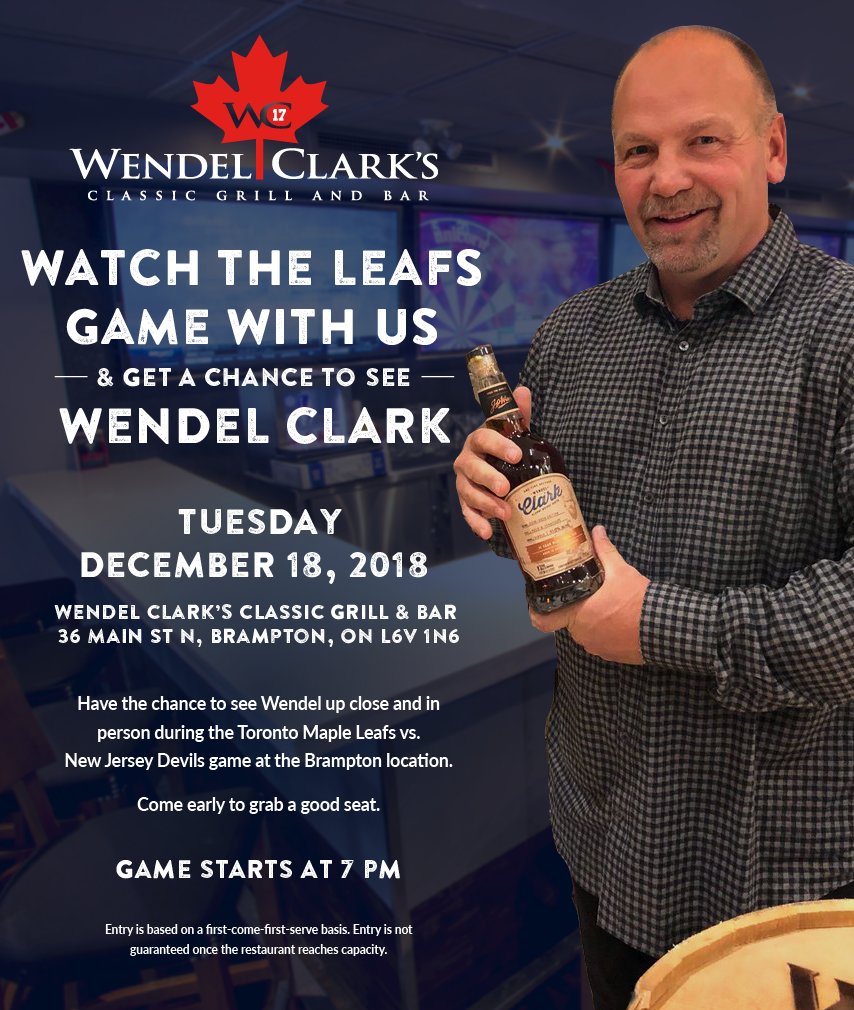 wendelclark17's tweet photo. Make sure to come by @WC17Brampton tonight to watch the game with me. https://t.co/z4mVnzltYw