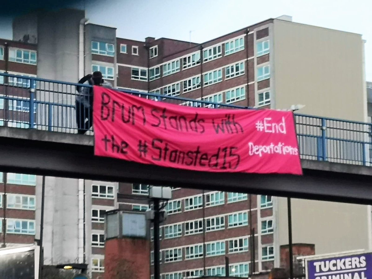 UnisNotBorders's tweet photo. #InternationalMigrantsDay #IMD2018 National Day of Action in solidarity with the #Stansted15. Birmingham says: #EndDeportation, #EndDetention, #EndHostileEnvironment, & #NoOneIsIllegal! Support @EDeportations @UnityCentreGlas @DocsNotCops @HaringeyAR @SYMAAG @leedsnoborders https://t.co/B4YcmaUTyw