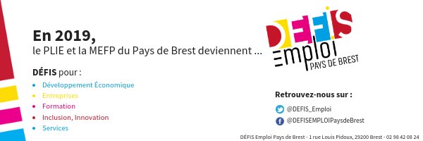 <a href="/MefpBrest/">MEFP Pays de Brest</a> &amp; <a href="/Plie_Brest/">Plie Pays de Brest</a> se préparent à devenir <a href="/DEFIS_Emploi/">DEFIS Emploi Pays de Brest</a> en #2019 !!!
<a href="/isabelmontanari/">Isabelle Montanari</a> <a href="/AVEmploi/">ALLIANCE VILLEMPLOI</a> @pays_de_brest @BrestLife