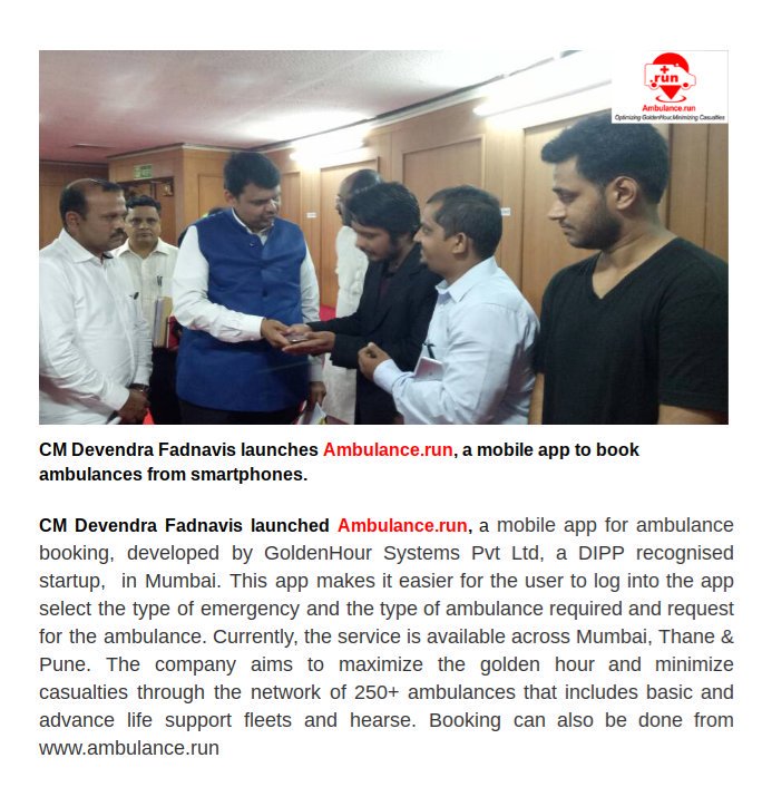 AmbulanceRun's tweet photo. Hearty Welcome to Honourable Prime Minster @PMOIndia Shri @narendramodi in Kalyan from @AmbulanceRun @DIPPGOI Recognised Startup from Kalyan under @startupindia Programme Goldenhour Systems striving to make India Efficent Responder Optimizing Goldenhour Minimizing Casualties https://t.co/XYdQkg4Ate