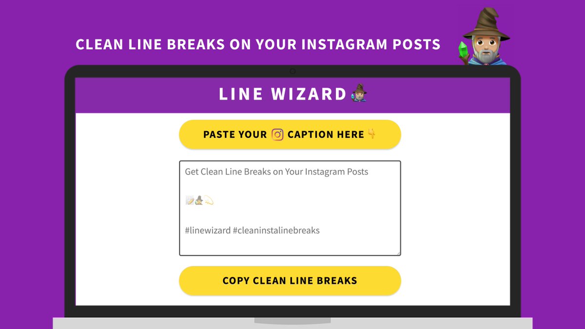 women_make_'s tweet photo. 🧙‍♂️ @hannasoderquist launched Line Wizard, a line breaker for your Instagram captions and bio.

✨ The Line Wizard uses secret spells to creates quick and clean line breaks on your Instagram posts. No more dots!

😻 Try his spells here: https://t.co/CQxpdxT6pn #WomenMake https://t.co/ScYjK3OYDE