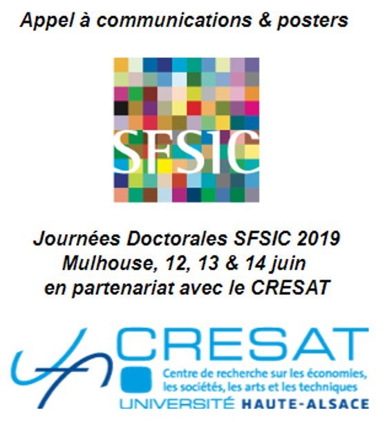 L'#AAC pour les Journées doctorales de la SFSIC 2019 est désormais en ligne! Les propositions de communication sont attendues pour le 13 février 2019! sfsic.org/index.php/even…  @MichaelNexon <a href="/sfsic/">SFSIC</a> <a href="/alecsic69/">Alec-SIC</a> @c_muhlmeyer