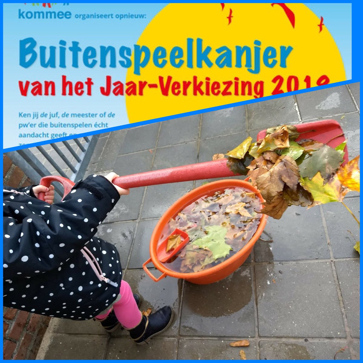 We zoeken de Buitenspeelkanjer van 2018! Het hoeft niet mega-spectaculair te zijn, aandacht voor buiten én kinderen leveren al mooie verhalen &amp; foto’s op. Mail buitenspeelkanjer@kommee.com
<a href="/HetKleineAvontu/">Het Kleine Avontuur</a> <a href="/BasEducatie/">Bas</a> <a href="/StudioSwing/">Lenneke Gentle</a> <a href="/Jaspertringa/">Jasper de Ruiter</a> <a href="/GroenCement/">Groen Cement</a>