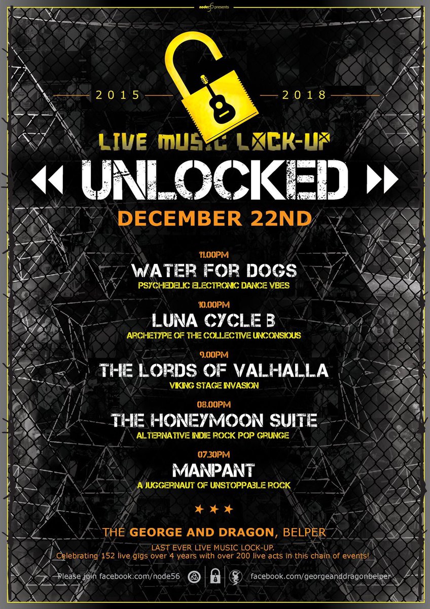 This Saturday is our Last Ever Live Music Lock-up at <a href="/George_belper/">GEORGE N DRAGON</a> from 7.30pm-12am.
facebook.com/events/2239458…
#LiveMusicLockUp