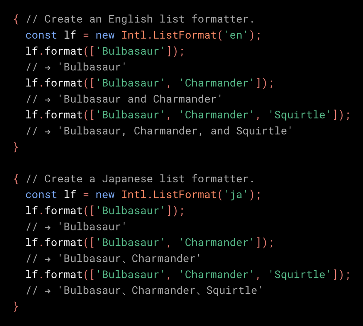 🔥 New in <a href="/v8js/">V8</a> v7.2 and Chrome 72: Intl.ListFormat 🔥

Efficiently format lists with “and” or “or” using the correct punctuation in any language!

developers.google.com/web/updates/20…