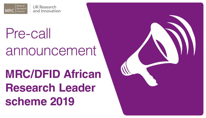 We will shortly be launching a further call for proposals for the prestigious African Research Leader awards, jointly funded with <a href="/DFID_UK/">DFID</a>. The scheme aims to strengthen research leadership in sub-Saharan Africa. Call opens 17 Jan. mrc.io/2SSFVvi