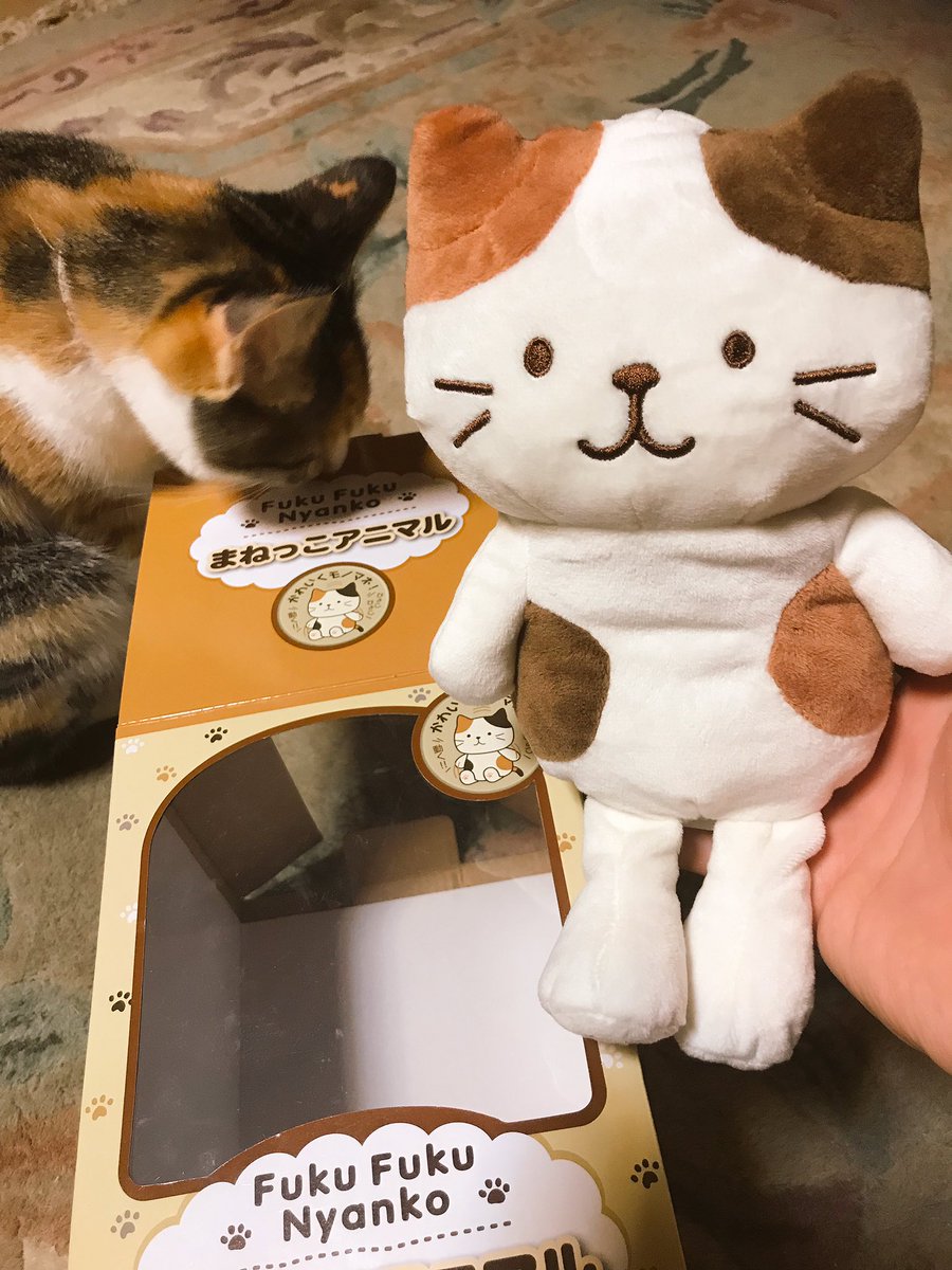 超希少 ふくふくにゃんこ まねっこアニマル ハチワレ 猫 ぬいぐるみ