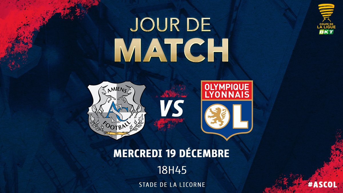 🔴 Jour de match 🔵
⚽ #ASCOL
📅 8ème de finale de la @CoupeLigueBKT
⏰ 18h45
📺 Canal + Sport