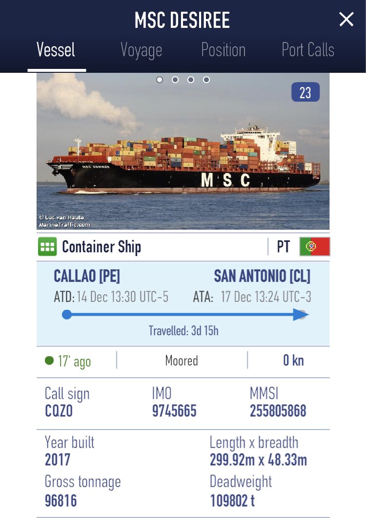 elpuertodechile's tweet photo. Martes 18 de diciembre, 07:20 AM.

Con 6 naves transfiriendo carga en el puerto, los terminales concesionados de San Antonio (Puerto Panul, STI y Puerto Central), están operando con normalidad. https://t.co/ECuXBRXSR7
