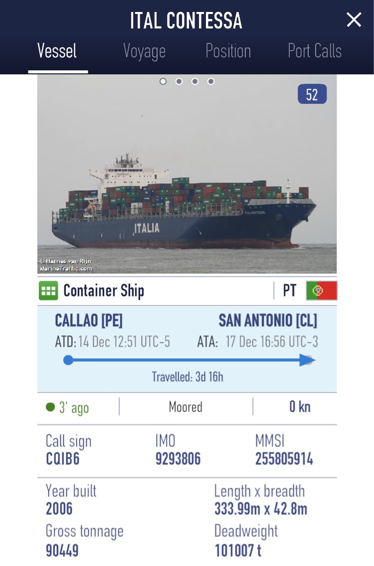elpuertodechile's tweet photo. Martes 18 de diciembre, 07:20 AM.

Con 6 naves transfiriendo carga en el puerto, los terminales concesionados de San Antonio (Puerto Panul, STI y Puerto Central), están operando con normalidad. https://t.co/ECuXBRXSR7