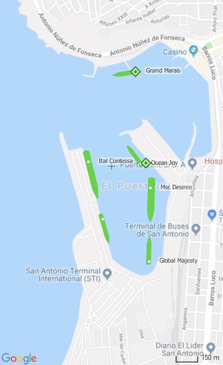 elpuertodechile's tweet photo. Martes 18 de diciembre, 07:20 AM.

Con 6 naves transfiriendo carga en el puerto, los terminales concesionados de San Antonio (Puerto Panul, STI y Puerto Central), están operando con normalidad. https://t.co/ECuXBRXSR7