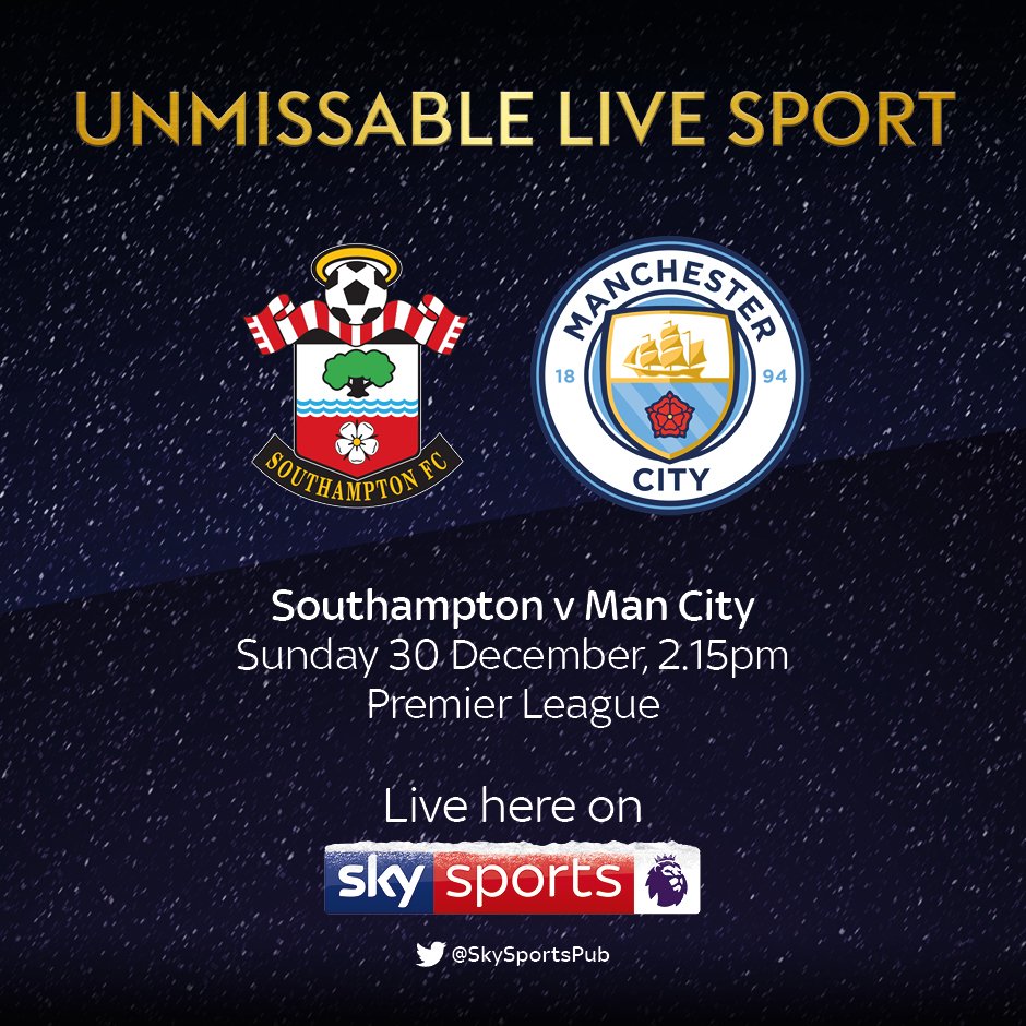SkySportsPub (@skysportspub) on Twitter photo <a href="/SouthamptonFC/">Southampton FC</a> fans! We have a pair of tickets up for grabs for the game on December 30 against #ManCity .
Simply RT and follow before the closing date of 3.30pm TODAY (Dec 18) to be in with a shot of winning! #SaintsFC
Terms and conditions - business.sky.com/article/win-pr… <a href="/SouthamptonFC/">Southampton FC</a> fans! We have a pair of tickets up for grabs for the game on December 30 against #ManCity .
Simply RT and follow before the closing date of 3.30pm TODAY (Dec 18) to be in with a shot of winning! #SaintsFC
Terms and conditions - business.sky.com/article/win-pr…