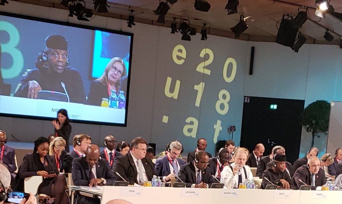 akandeoj's tweet photo. VP Osinbajo at Africa Europe High Level Forum, Vienna discussing Digitial Technology. He calls for effective collaboration btw Africa &amp; Europe both in education especially in digital skills and providing funding for "many young Nigerians &amp; Africans doing incredible things in tech https://t.co/9eo2F4GuvI