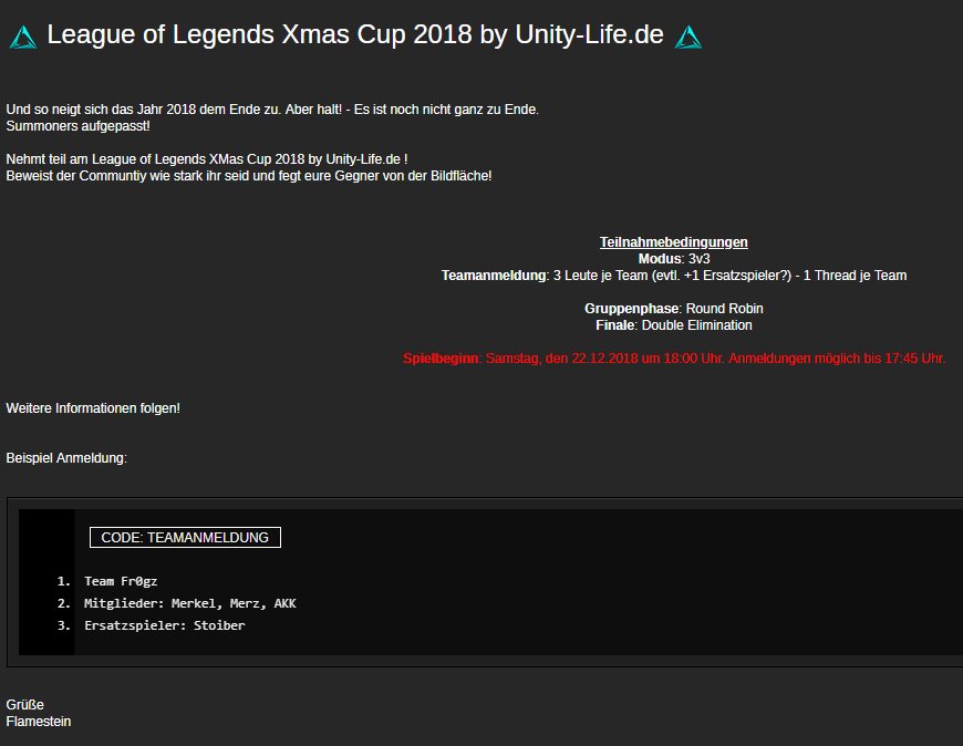Josef_Bernstein's tweet photo. Na, wer hat bock? @UnityLifeDE @lttwinters #UnityLifeDE #LeagueOfLegends #Cup #Xmas2018 #ULife 

https://t.co/wvXYKdVZnA https://t.co/pF2dVUXUHW