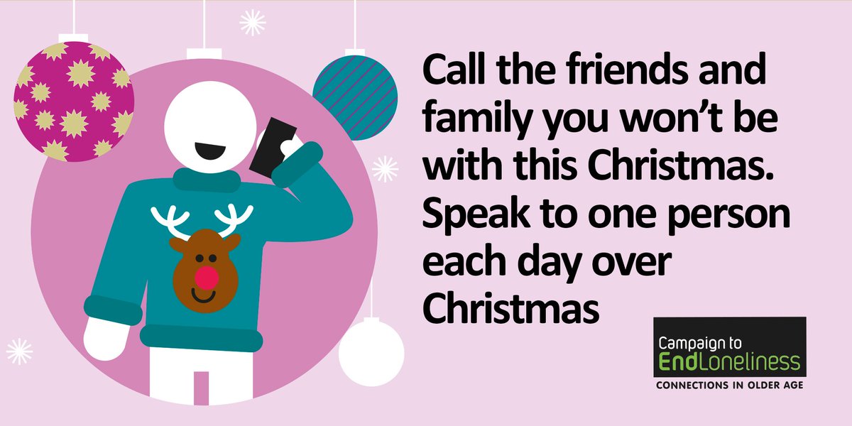 Text reads: Call the friends and family you won't be with this Christmas. Speak to one person each day over Christmas.