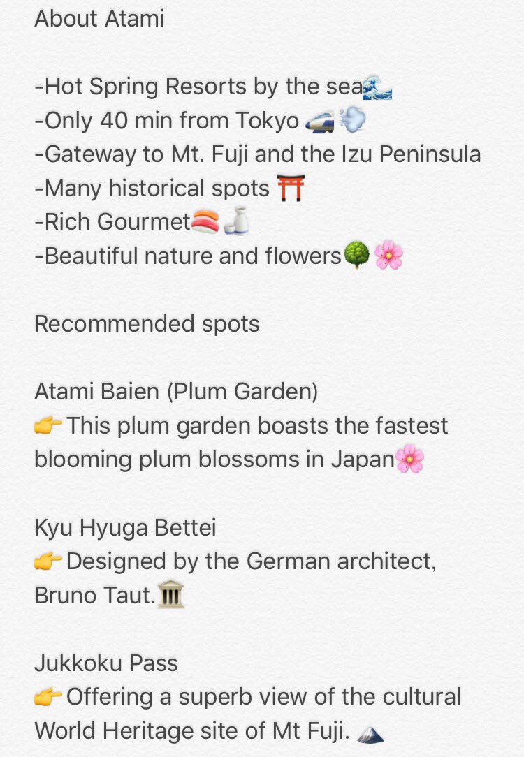 cb_foreigners's tweet photo. 【Trip information🚃~Atami ver.~】

Today's topic is trip🚃💨

Atami 
👉https://t.co/Y5ZAoWMZBi

👇Get more information on our Facebook 👇
https://t.co/ojickgsclW

#japan #日本語勉強中 #日本語 https://t.co/vX14ME2Ih7