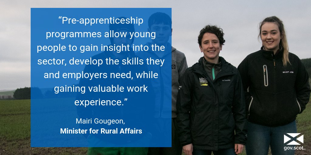 scotgoveconomy's tweet photo. Over £100,000 of  funding been provided to  and its delivery partners to pilot the roll-out of pre-apprenticeships. The scheme aims to support more young people to consider and prepare for careers in farming and land based industries #YOYP2018 #ScotApprentices https://t.co/NBI6DF1SqZ