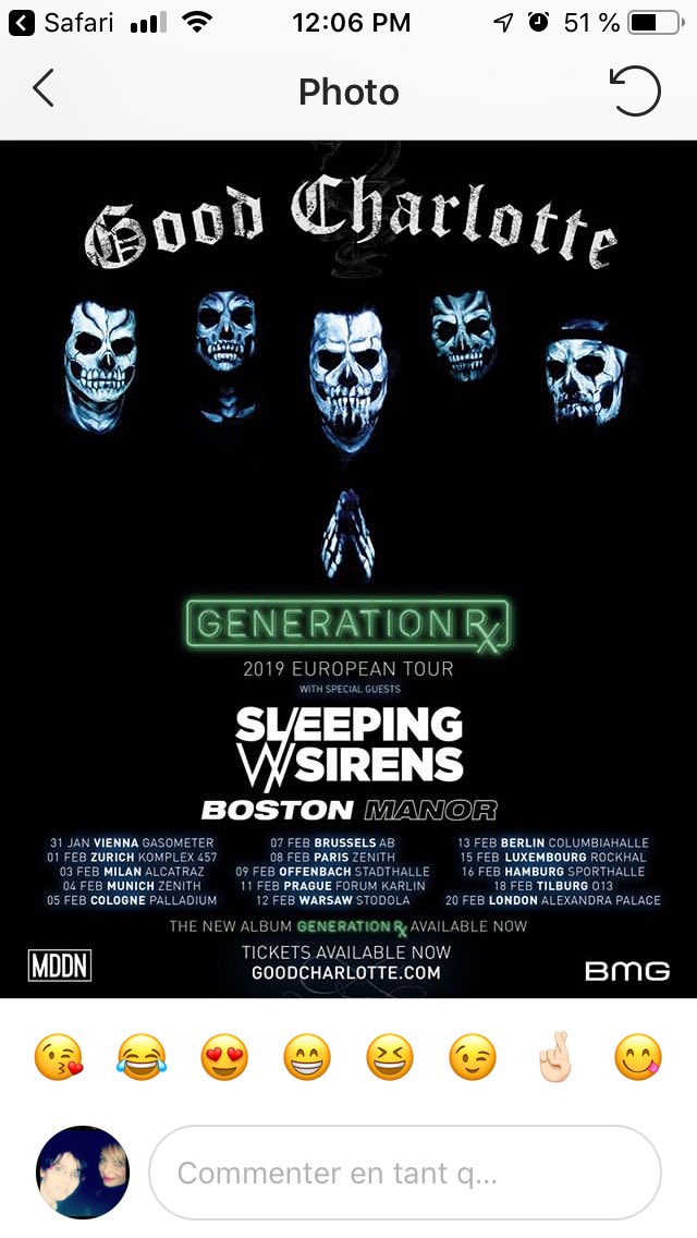 MydraGC's tweet photo. It’s not a joke ? 😍😍😍😍😍 @GoodCharlotte @SWStheband @JoelMadden @benjimadden @Kellinquinn #Paris https://t.co/uI2Sx75EAT