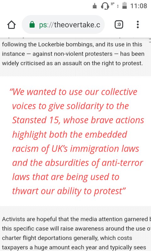 UnisNotBorders's tweet photo. Via @theovertake piece on the National Day of Action in solidarity with #Stansted15 & all migrants who #HungerForFreedom. CC: @EDeportations @Right_to_Remain
#EndDeportations
#EndDetention
#EndHostileEnvironment
#NoOneIsIllegal
https://t.co/7m0R2K3fPD https://t.co/q7megLoNBs