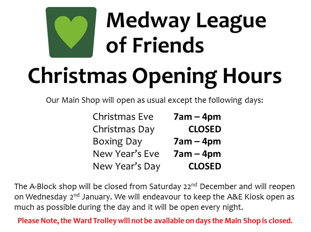 Please be aware that there are some changes to our opening hours during the festive season