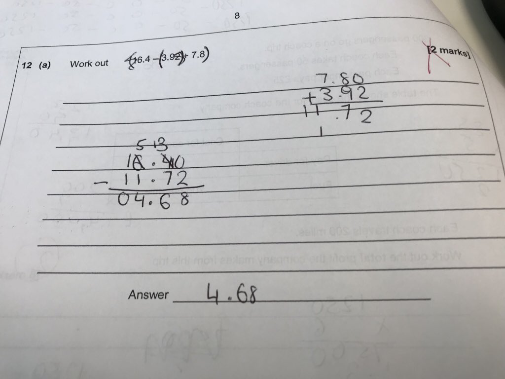 mathsjem's tweet photo. Examples of the misconception ‘addition comes before subtraction’. #misconceptionchat https://t.co/lfFFnsE0ym