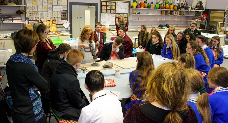 AGSART1's tweet photo. A fantastic day learning new ceramic techniques with the wonderful Anne Marie Robinson. Great to have four schools involved through the Shared education programme. Schools involved were @StColmanHigh , @HSBallynahinch and St.Colmcilles, Crossgar. #shared_education #ceramics https://t.co/b1QyaHXCBE