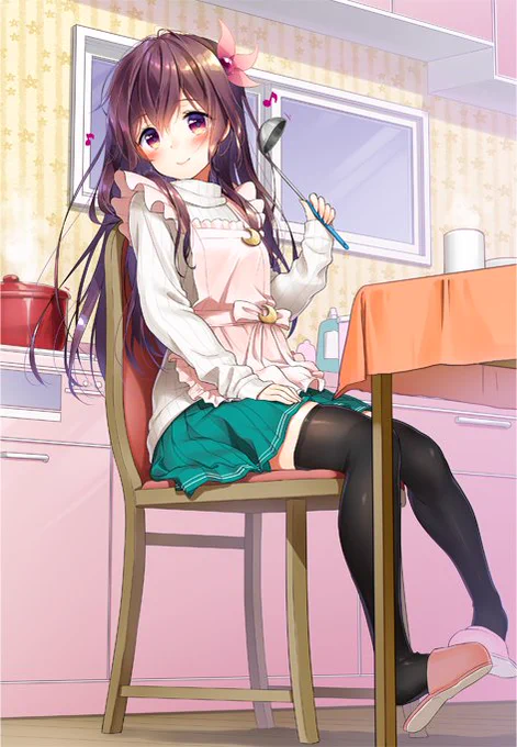 おうちで温かい晩ごはん作りながら帰りを待つ新妻如月ちゃん 