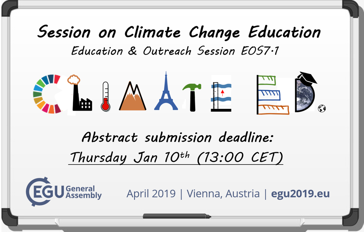 georobin's tweet image. Interested in education and outreach on climate change?

Join us for the session on Climate Change Education at EGU2019

Submit your abstract here:
meetingorganizer.copernicus.org/EGU2019/sessio…

#climatechange #climateeducation