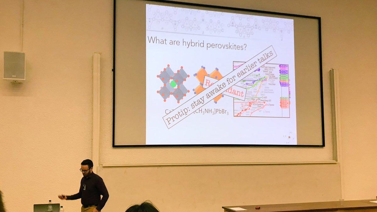 bluebananna's tweet photo. Some excellent #conferencetips from @keeeto2000 πͺ Followed by insights into understanding hybrid organic-inorganic materials π±π§‘π #SSCG2018 #solidstate #chemistry https://t.co/obnY7LWVsz
