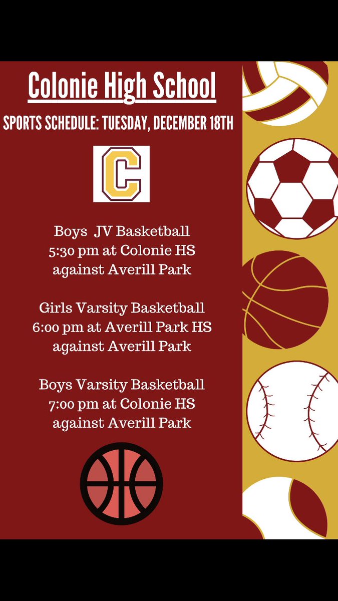 ColoniePack's tweet photo. Today’s Sports Schedule https://t.co/fAfsUA6aR9