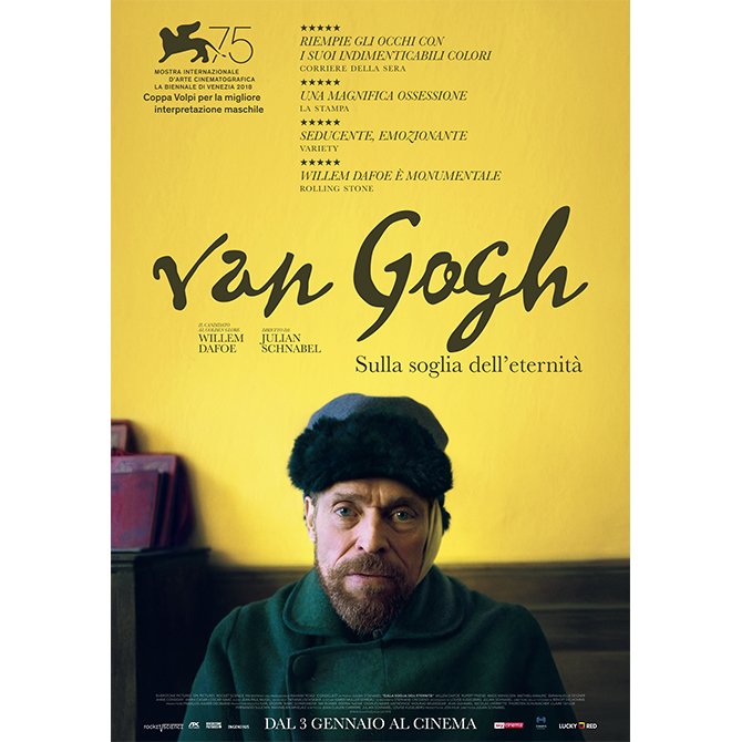 luckyredfilm's tweet photo. #VanGogh-#SullaSogliaDellEternità: Il poster italiano del film di #JulianSchnabel.
Un ritratto del pittore olandese interpretato da #WillemDafoe, Coppa Volpi alla Mostra d'Arte Cinematografica di Venezia e candidato al #GoldenGlobe come Miglior attore.
Dal #3Gennaio al #Cinema https://t.co/angGBYlvf2
