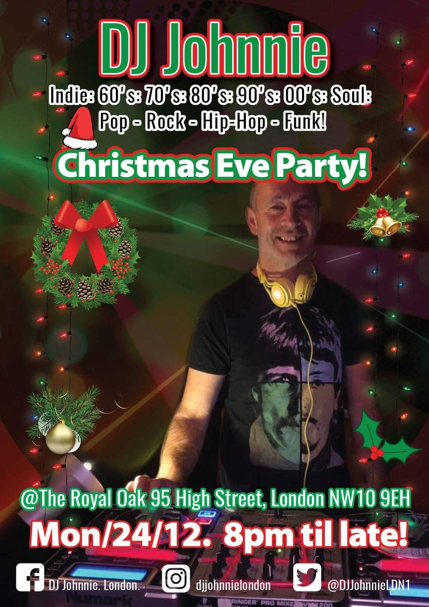 Celebrate the night before Christmas 🎄 at the 👑 🌳 🍺 DJ Johnnie 🎧 will be playing an eclectic mix of party tunes 🥳 Plus whole rotisserie chickens 🐓 for £8.50 🍴😋 and plenty of 🍷 &amp; 🍹 #ChristmasEve #Local #Harlesden #NW10 #HomeforChristmas #partytime