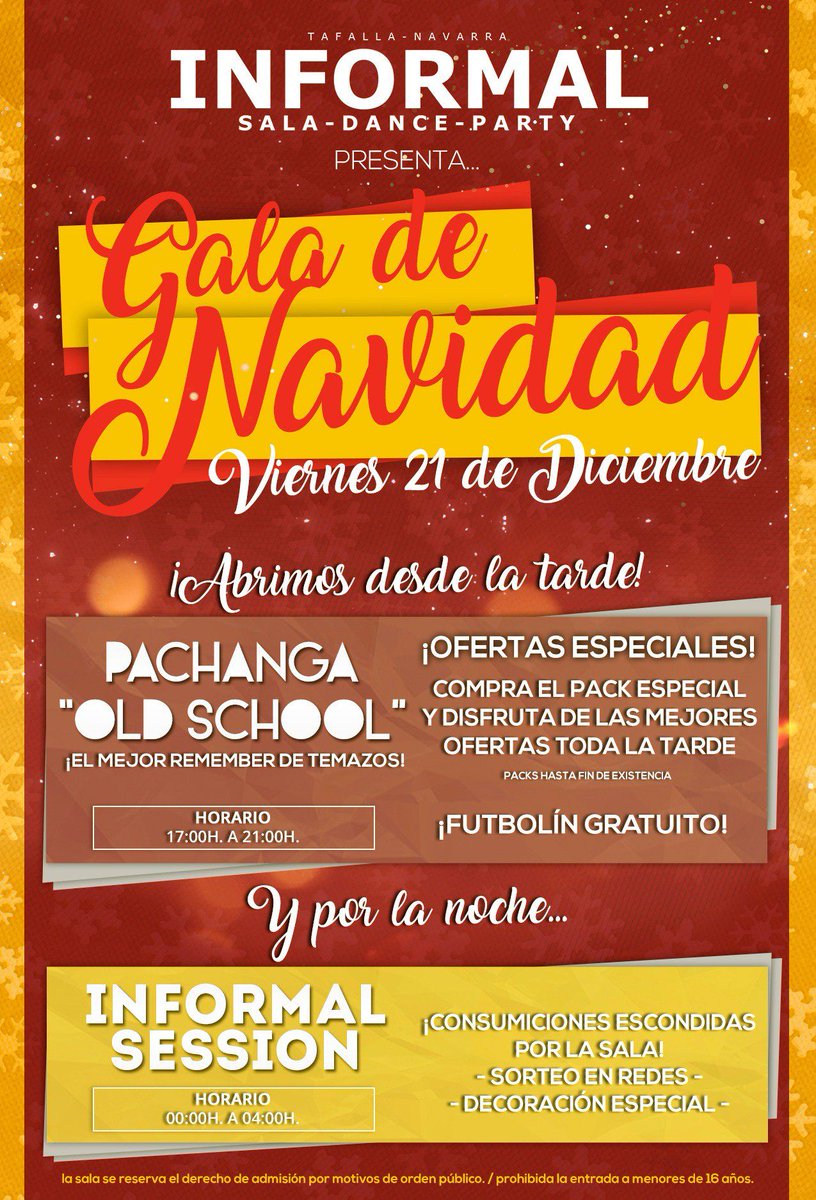 SalaInformalTaf's tweet photo. 🎄SORTEO ¡¡GALA DE NAVIDAD!!🎄 // 🗓VIERNES 21 DIC.🗓

 ⚠🍸¡¡SORTEO DE 4 CONSUMICIONES!!🍹⚠

‼➡- FOLLOW &amp; RT -⬅‼ https://t.co/CcFX4O9FXl