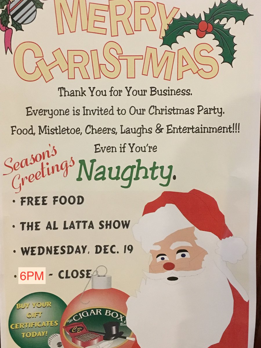 Cigar_Box's tweet photo. Please join our friends and family tommorow night for The Cigar Box's annual Christmas party! All are welcome! Happy Holidays! #TheBox #KansasCity https://t.co/5bS5aSUjEx
