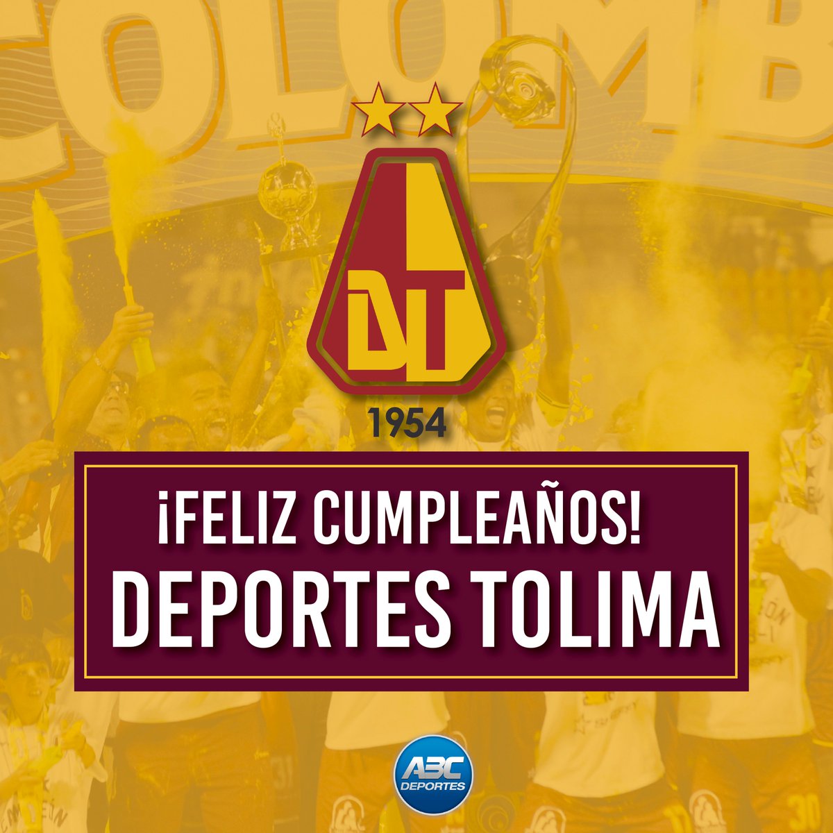 ABCDeportesTV's tweet photo. Abc Deportes felicita al Club Deportes Tolima por sus 64 años de fundación. @cdtolima https://t.co/k6HZ8LHSdL
