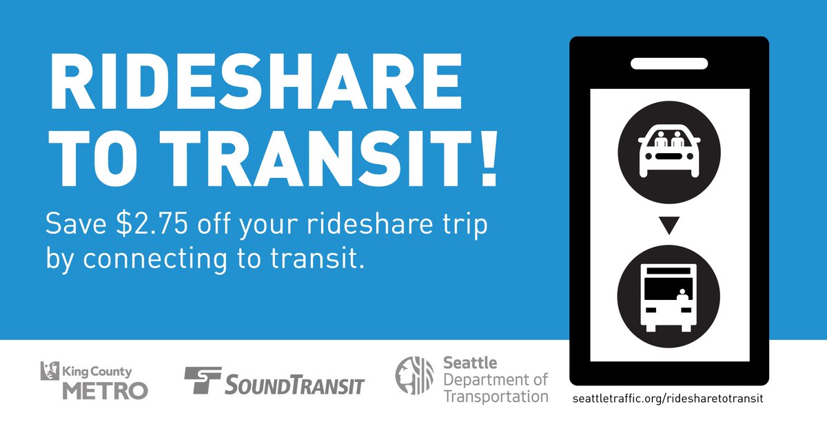 seattledot's tweet photo. Do you live, work in, or visit downtown Seattle? Save the price of a bus ticket ($2.75) and hail a ride with @lyft, @reachnow, or @Uber_SEA to drop you off at a qualifying light rail &amp;/or transit station. #SeattleSqueeze #Realign99 #Rideshare2Transit https://t.co/UXrjeD52aj https://t.co/q3MB8kBZ5s