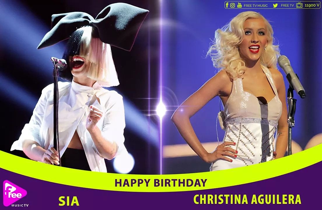FreeTV's tweet photo. في عيد ميلاد Sia و Christina Aguilera، إيه أكتر أغاني بتحبوها ليهم؟؟ ❤️❤️🎂
@Sia @xtina #HappyBirthday #Sia #christinaaguilera #Live #Stage #mic #siafans #Siapics #christinaaguilerafans #FreeTV #FreeTVChannel #instaFree I FREQ.11900V
#الأفضل2018🏆 https://t.co/lXO7CnPAQ0