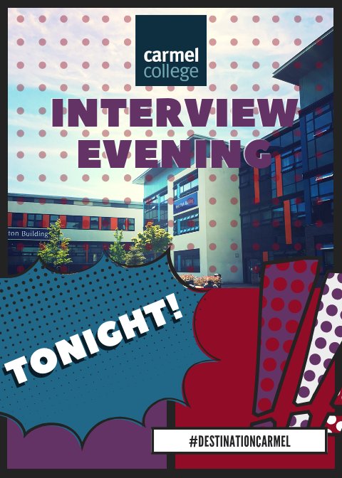 CarmelCollege's tweet photo. We're looking forward to welcoming everyone who has already #applied online to our first #InterviewEvening of 2️⃣0️⃣1️⃣9️⃣ tonight! 😄👋
#DestinationCarmel #ApplyFor2019 #InspiringMinds #ShapingFutures https://t.co/pqpbXZp9gO