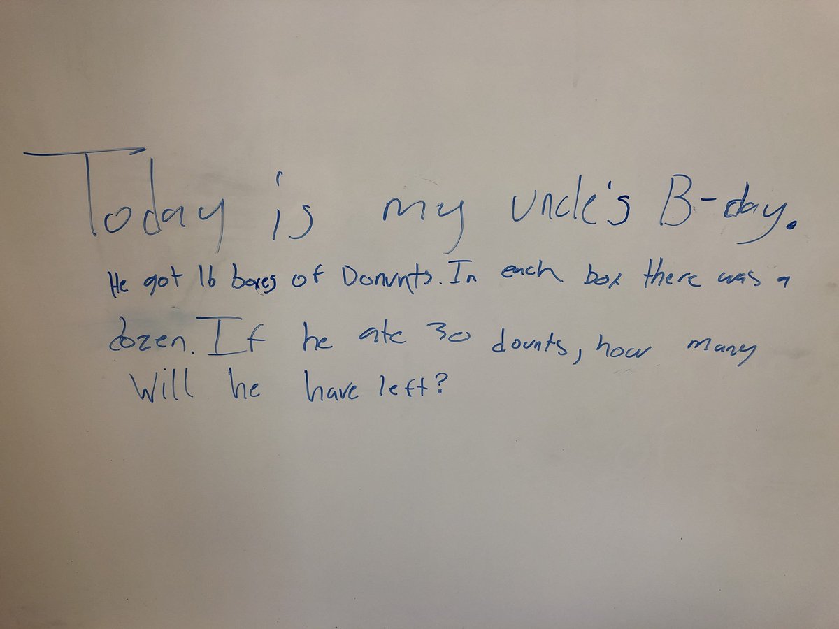 MrTarverScience's tweet photo. A student, who usually is off task, walks into class this morning and has a math problem for us to solve. My class got the answer. How about you? #HanesCowboys #mathonthemind https://t.co/4xwSlldUqP